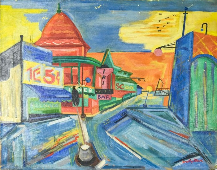 Dorothy Block Oil Painting of a Street Scene