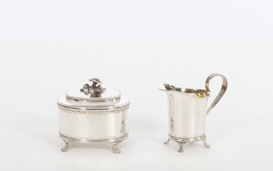 ERIC RÅSTRÖM. 1906—1962. Cream jug and sugar bowl, silver, signed, 1961.