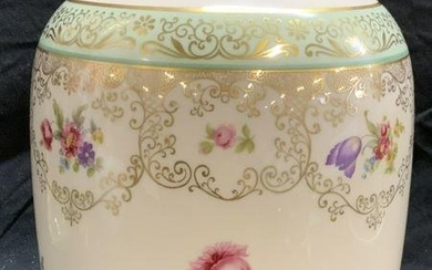 ESCHENBACH Gilt Green Floral Porcelain Vase
