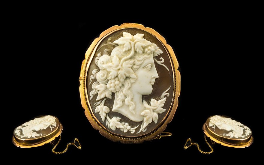 Early 20th Century Impressive 9ct Gold Mounted Cameo Brooch ...