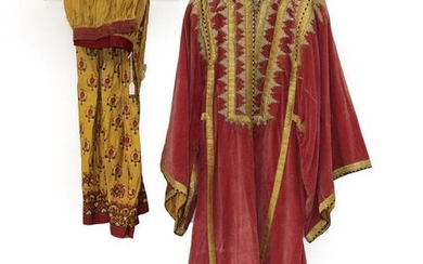 Early 20th Century Pink Velvet Eastern Robe, with decorative appliquéd...