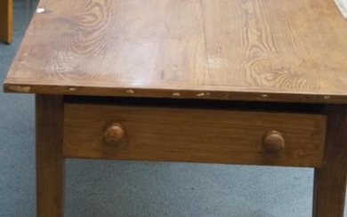 Early Victorian pine, farmhouse table fitted with drawers on...