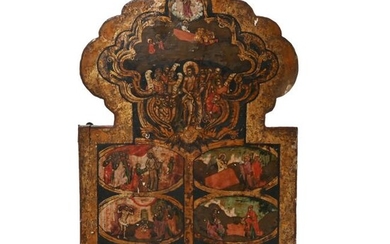 Eastern Orthodox Carved and Painted Icon, Probably