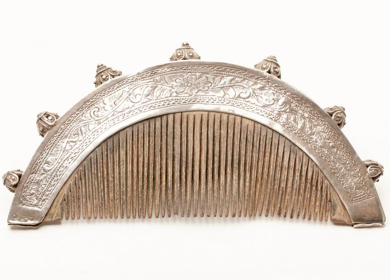 Antique Eastern Silver Hair Comb