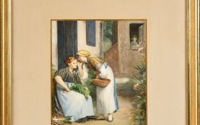 Émile LEVY (1826-1890) Le secret Pastel Signé et daté 1870 en bas à droite 24...