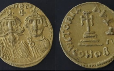 Empire Byzantin – Héraclius et Héraclius Constantin (613-614) Solidus A : Buste accolés de Heraclius...
