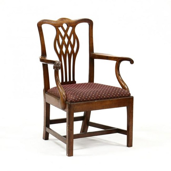 English Chippendale Carved Armchair