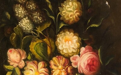 Escuela Española S. XIX. Dos jarrones de flores