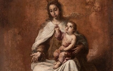 Escuela sevillana, fin siglo (XVII) - Virgen con el Niño
