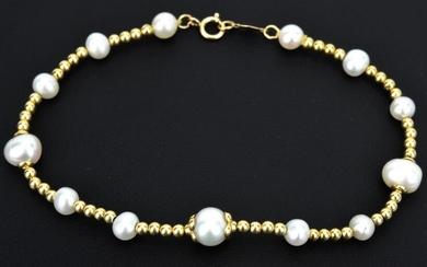 Estate 10KT Gold Cultured Pearl Bracelet