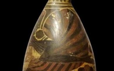 Etrusco Corinthian Ceramic Very large alabastron decorated with a mermaid holding out her hand towards a swan - 700BC