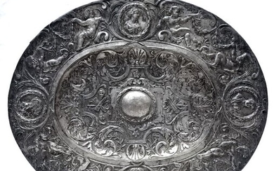 Extraordinary Parade Plate - Louis XVI - Silver Metal - Around 1800