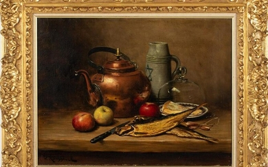 F. Rousselle, Still Life with Teapot, O/C, 20th C