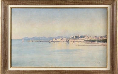 FÉLIX PILLE (1848-1919) View from the Suquet in Cannes Signed...