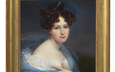 FRANÇOIS JOSEPH KINSON (BRUGES 1770-1839) Portrait of Madame Heme, niece of the artist, half-length, in a white gown and blue shawl