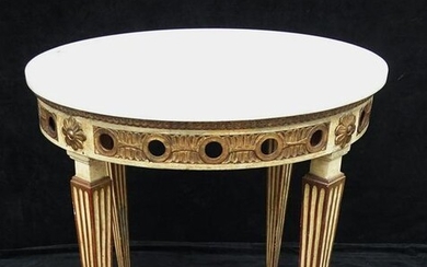 FRENCH STYLE GILT & PAINT DECORATED MARBLE TOP CIRCULAR