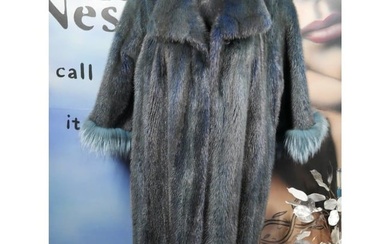 FUN & FUNKY Brand New w/ Tags Blue Dyed Mink & Silver Fox Fur Coat