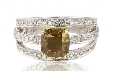 Fancy Dark Orangy Yellow Diamond 18K Ring