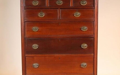 Federal Figured Mahogany Tall Chest of Drawers