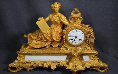 Figural mantel clock - Gilt bronze - 1850-1900