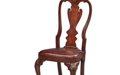 Fine and Rare Queen Anne Shell Carved and Figured Walnut Compass-Seat Side Chair, possibly by James James (1730-1807), Philadelphia, Pennsylvania, Circa 1755