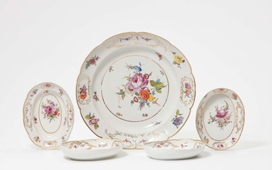 Five items of Fürstenberg porcelain with floral decor