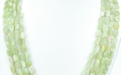 Four Strand Carved Jade Bead Necklace