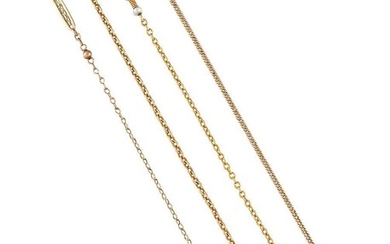 Four neck-chains, comprising: three fine belcher-link, including one with bead...