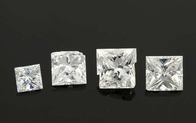 Four square shape diamonds, estimated total weight 1.28cts.