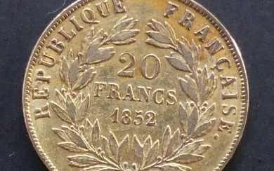 France. Second Republic (1848-1852). 20 Francs 1852-A Louis-Napoléon Bonaparte