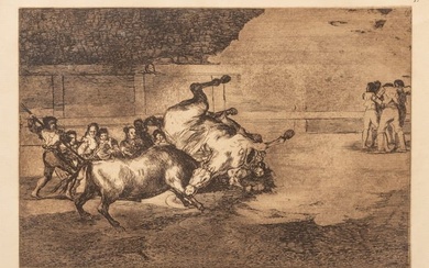 Francisco Goya (Spanish, 1746-1828) Etching on Laid Paper, "Cheval Renverse Par Un Taureau, Plate