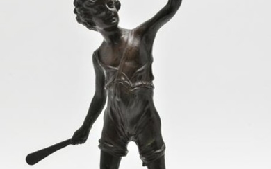 Franz Iffland "Cricket Boy" Bronze Scultpure