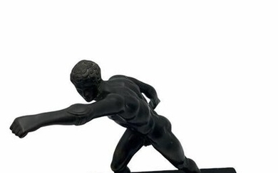 French Bronze Art Deco Olympic Sculpture on Marble Base