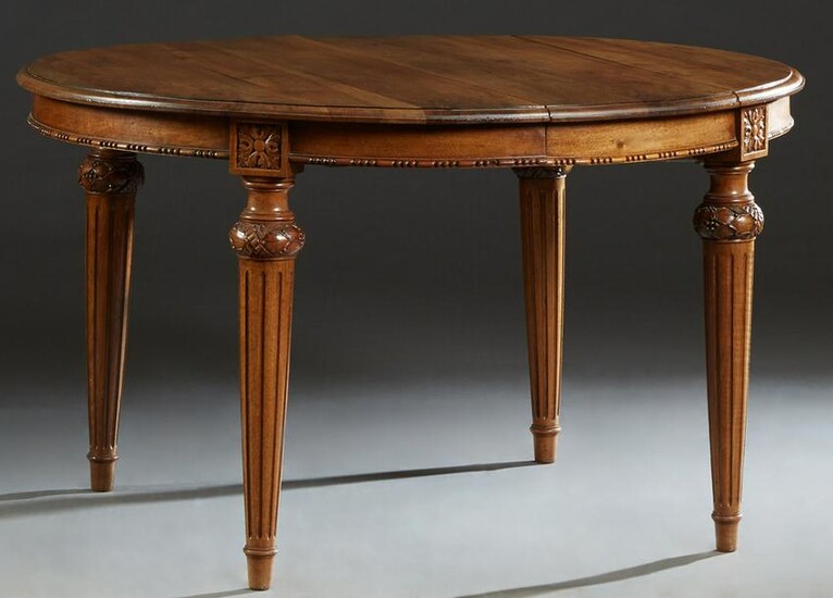 French Carved Walnut Louis XVI Style Dining Table, 20th