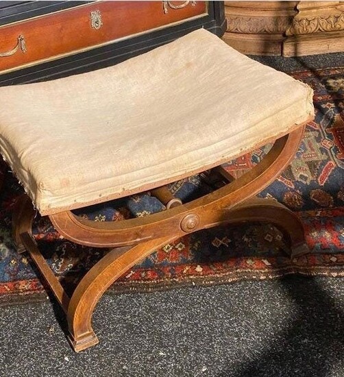 French Curule foot stool in walnut