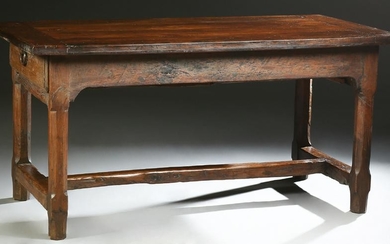 French Provincial Carved Oak Farmhouse Table, 19th c.