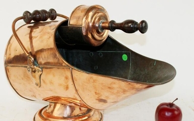 French copper coal scuttle with scoop
