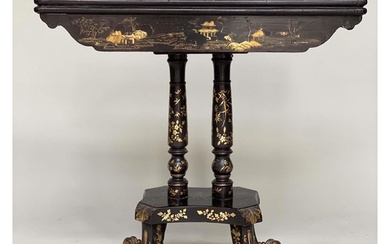 GAMES TABLE, early 19th century Chinese export lacquered rec...