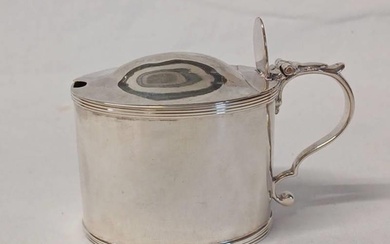 GEORGE III SILVER OVAL MUSTARD POT WITH BLUE GLASS LINER BY ...