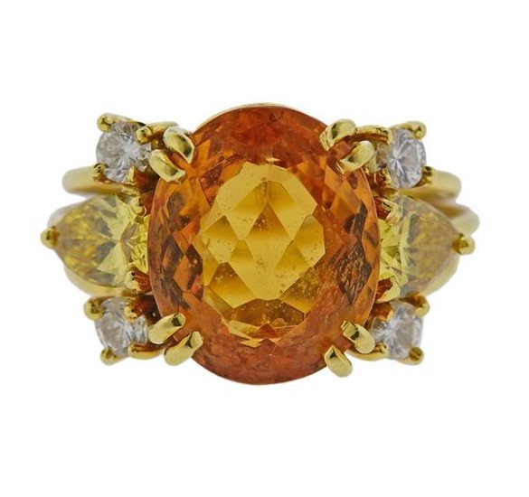 GIA Yellow Diamond 18k Gold Citrine Ring