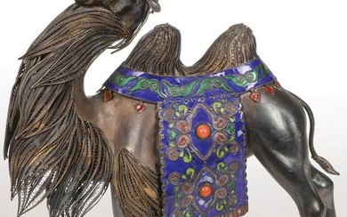 GOOD CHINESE SILVER & ENAMELED CAMEL