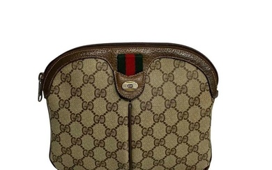 GUCCI Gucci Vintage Sherry Line GG Logo Hardware Leather Genuine Mini Shoulder Bag Pochette Sacoche