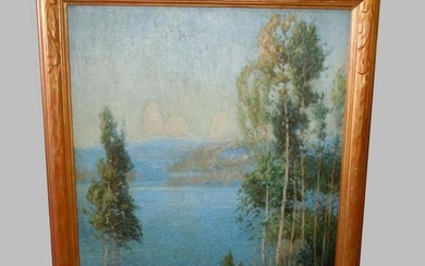 GUSTAVE ADOLPH WIEGAND OIL PAINTING BLUE MOUNTAIN LAKE