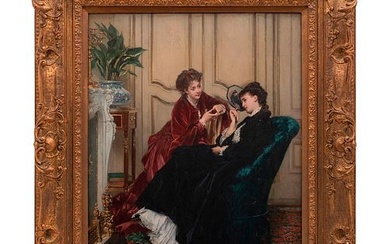 GUSTAVE LÉONARD DE JONGHE .(PAÍSES BAJOS, 1829 - 1839) CONFIDENCES Óleo sobre tabla. Firmado al frente .“Gustave De Jonghe”.