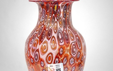 Gabriele Urban - Murano - Red millefiori vase and gold leaf