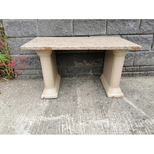 Garden table with stoneware pedestals and marble top {63 cm ...