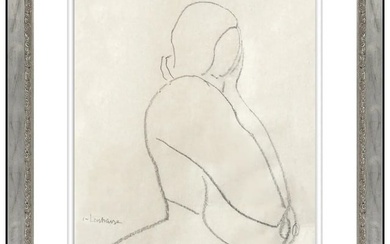 Gaston Lachaise Original Drawing Female Figurative Portrait Signed Framed Art
