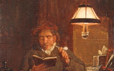 George Gillis van Haanen (1807-1879), Interior with reading...