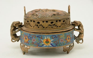 Gilt Bronze and Cloisonne’ Footed Censer, China 19th
