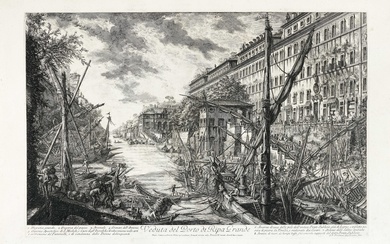 Giovanni Battista Piranesi (Mogliano Veneto, 1720 - Roma, 1778), Veduta del Porto di Ripa Grande. 1753.
